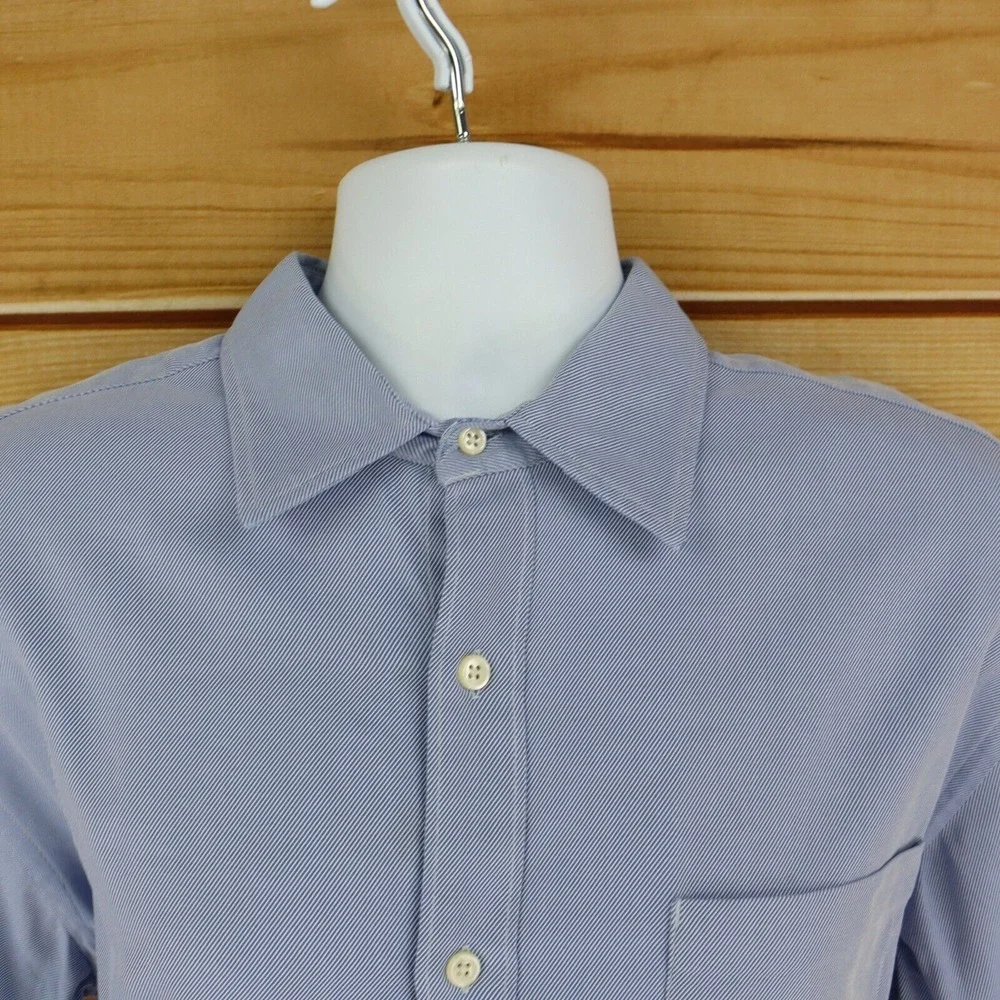 J. Crew Dress Shirt w/ Pocket Mens SizeL Blue 80's 100% 2-Ply Cotton Long Sleeve
